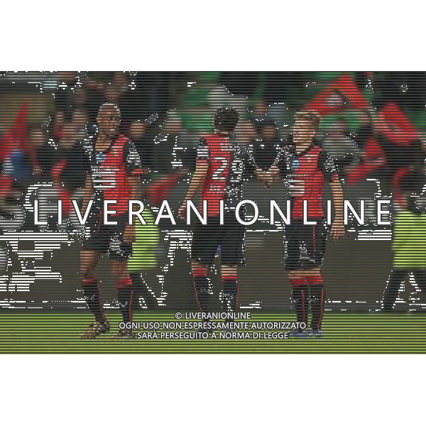 Joie Gelson FERNANDES / Romain DANZE / Pedro HENRIQUE - 07.11.2014 - Rennes / Lorient - 13eme journee de Ligue 1 Photo : Vincent Michel / Icon Sport /AGENZIA ALDO LIVERANI SAS - ITALY ONLY - EDITORIAL USE ONLY