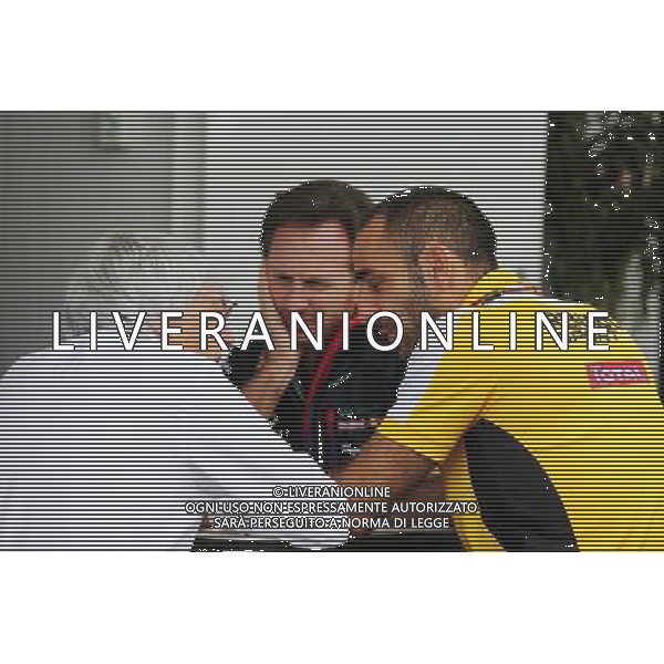 (L to R): Bernie Ecclestone (GBR) with Christian Horner (GBR) Red Bull Racing Team Principal and Cyril Abiteboul (FRA) Renault Sport F1 Managing Director. 08.11.2014. Formula 1 World Championship, Rd 18, Brazilian Grand Prix, Sao Paulo, Brazil, Qualifying Day. - www.xpbimages.com, EMail: requests@xpbimages.com - copy of publication required for printed pictures. Every used picture is fee-liable. © Copyright: Moy / XPB Images /AGENZIA ALDO LIVERANI SAS - ITALY ONLY - EDITORIAL USE ONLY - Grand Prix Gp F1 Brasile prove ufficiali