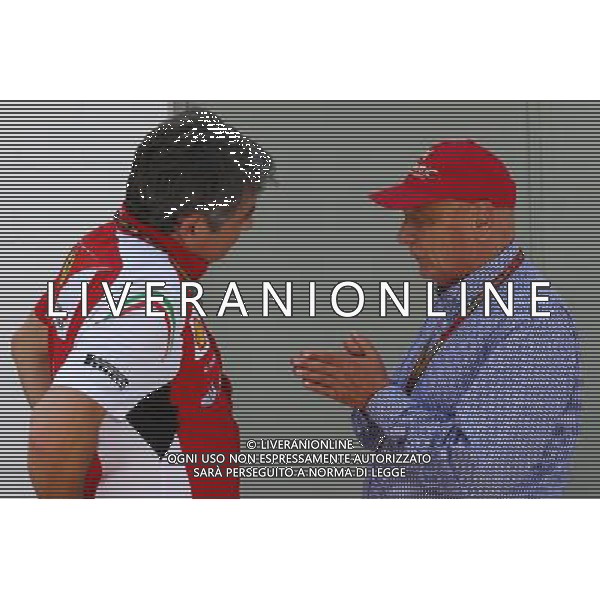 (L to R): Marco Mattiacci (ITA) Ferrari Team Principal with Niki Lauda (AUT) Mercedes Non-Executive Chairman. 09.11.2014. Formula 1 World Championship, Rd 18, Brazilian Grand Prix, Sao Paulo, Brazil, Race Day. - www.xpbimages.com, EMail: requests@xpbimages.com - copy of publication required for printed pictures. Every used picture is fee-liable. © Copyright: Batchelor / XPB Images /AGENZIA ALDO LIVERANI SAS - ITALY ONLY - EDITORIAL USE ONLY - Grand Prix Gp F1 Brasile gara