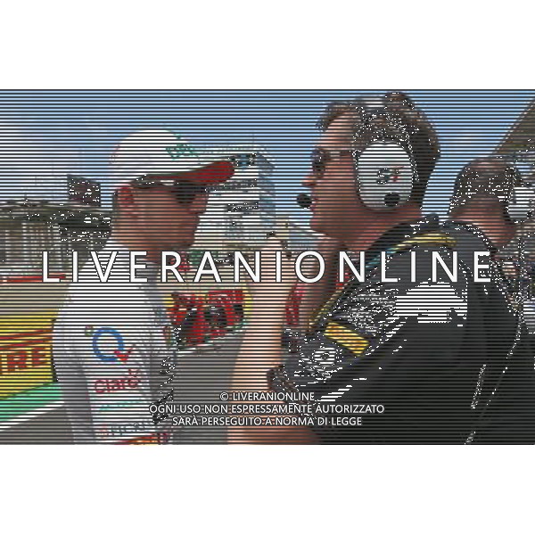 (L to R): Nico Hulkenberg (GER) Sahara Force India F1 with Bradley Joyce (GBR) Sahara Force India F1 Race Engineer on the grid. 09.11.2014. Formula 1 World Championship, Rd 18, Brazilian Grand Prix, Sao Paulo, Brazil, Race Day. - www.xpbimages.com, EMail: requests@xpbimages.com - copy of publication required for printed pictures. Every used picture is fee-liable. © Copyright: Batchelor / XPB Images /AGENZIA ALDO LIVERANI SAS - ITALY ONLY - EDITORIAL USE ONLY - Grand Prix Gp F1 Brasile gara