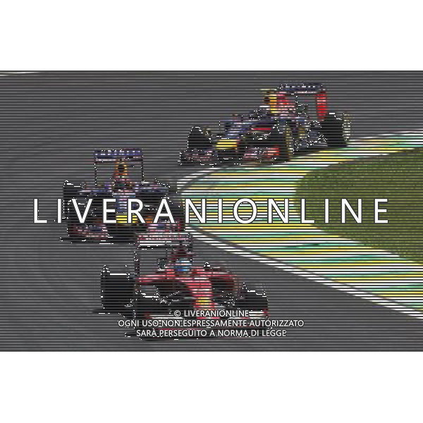 Fernando Alonso (ESP) Ferrari F14-T. 09.11.2014. Formula 1 World Championship, Rd 18, Brazilian Grand Prix, Sao Paulo, Brazil, Race Day. - www.xpbimages.com, EMail: requests@xpbimages.com - copy of publication required for printed pictures. Every used picture is fee-liable. © Copyright: Photo4 / XPB Images /AGENZIA ALDO LIVERANI SAS - ITALY ONLY - EDITORIAL USE ONLY - Grand Prix Gp F1 Brasile gara