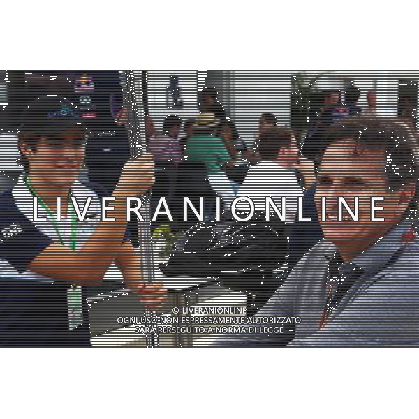 Nelson Piquet (BRA) with Pedro Piquet (BRA) Porsche GR3 Racer. 09.11.2014. Formula 1 World Championship, Rd 18, Brazilian Grand Prix, Sao Paulo, Brazil, Race Day. AG ALDO LIVERANI SAS ONLY ITALY