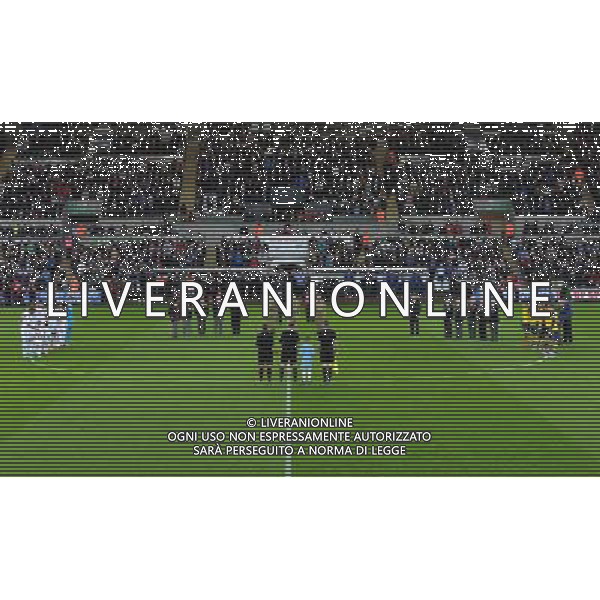 Arsenal and Swansea City players observe a minute silence Photographer Ian Cook/CameraSport Football - Barclays Premiership - Swansea City v Arsenal - Sunday 9th November 2014 - Liberty Stadium - Swansea © CameraSport - 43 Linden Ave. Countesthorpe. Leicester. England. LE8 5PG - Tel: +44 (0) 116 277 4147 - admin@camerasport.com - www.camerasport.com AG ALDO LIVERANI SAS ONLY ITALY