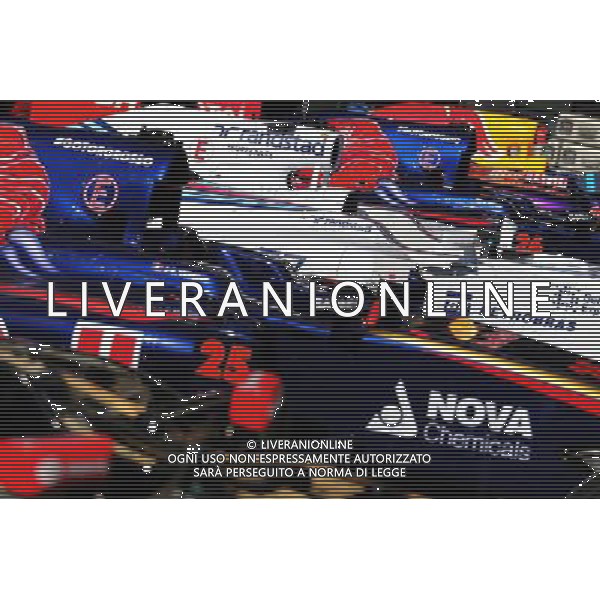 Cars in post race parc ferme. 09.11.2014. Formula 1 World Championship, Rd 18, Brazilian Grand Prix, Sao Paulo, Brazil, Race Day. AG ALDO LIVERANI SAS ONLY ITALY