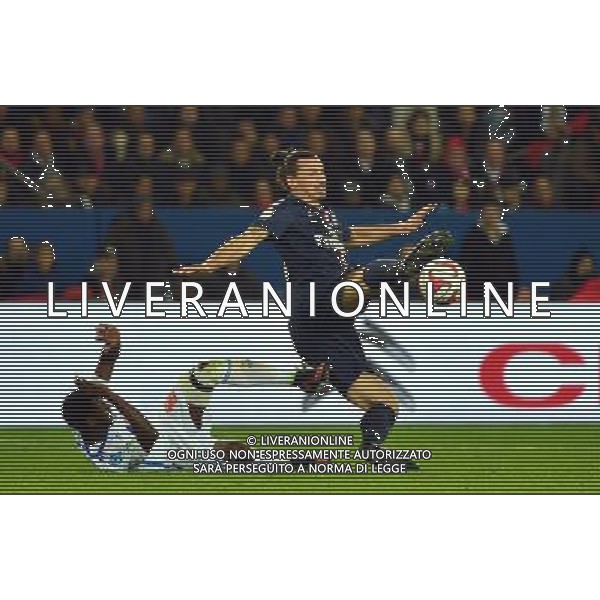 Zlatan IBRAHIMOVIC / Nicolas NKOULOU - 09.11.2014 - Paris Saint Germain / Marseille - 13eme journee de Ligue 1 Photo : Dave Winter / Icon Sport AG ALDO LIVERANI SAS ONLY ITALY