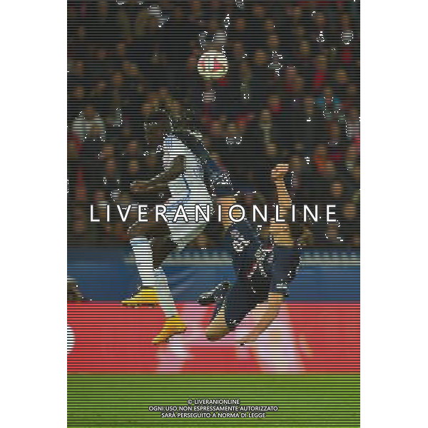 Zlatan IBRAHIMOVIC / Benjamin MENDY - 09.11.2014 - Paris Saint Germain / Marseille - 13eme journee de Ligue 1 Photo : Dave Winter / Icon Sport AG ALDO LIVERANI SAS ONLY ITALY