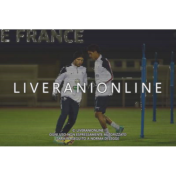 Yohan CABAYE / Raphael VARANE- 10.11.2014 - Entrainement Equipe de France Photo : Dave Winter / Icon Sport /Agenzia Aldo Liverani sas - ITALY ONLY - EDITORIAL USE ONLY - CONFERENZA STAMPA E ALLENAMENTO DELLA NAZIONALE DELLA FRANCIA
