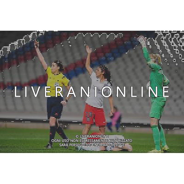 Blessure Sabrina Delannoy - 12.11.2014 - Lyon / Paris Saint Germain - 1/4Finale Retour Champions League Photo : Jean Paul Thomas / Icon Sport /AGENZIA ALDO LIVERANI SAS - ITALY ONLY - EDITORIAL USE ONLY