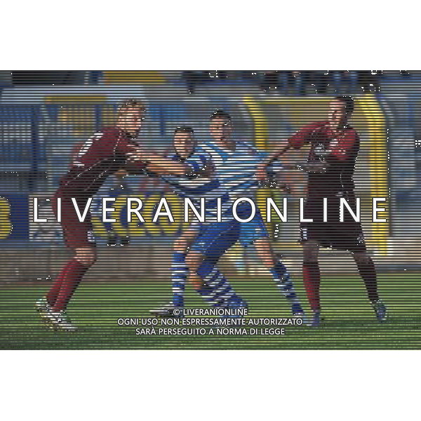 Busto Arsizio (VA) 16-11-2014 Stadio Carlo Speroni Campionato Lega PRO girone A - 13¡ giornata Pro Patria vs Arezzo nella foto Gerolino e Serafini trattenuti in area Arezzo foto Roberto Garavaglia - ag. Aldo Liverani sas