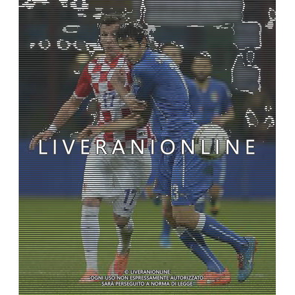Qualificazioni ai Campionati Europei di Calcio UEFA Francia 2016 Gruppo H Milano - 16.11.2014 Italia-Croazia Nella Foto:ranocchia mandzukic /Ph.Vitez-Ag. Aldo Liverani
