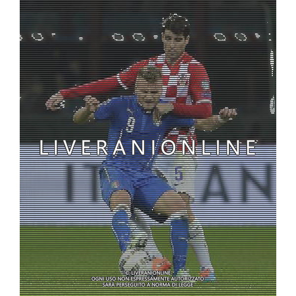 Qualificazioni ai Campionati Europei di Calcio UEFA Francia 2016 Gruppo H Milano - 16.11.2014 Italia-Croazia Nella Foto:immobile corluka /Ph.Vitez-Ag. Aldo Liverani