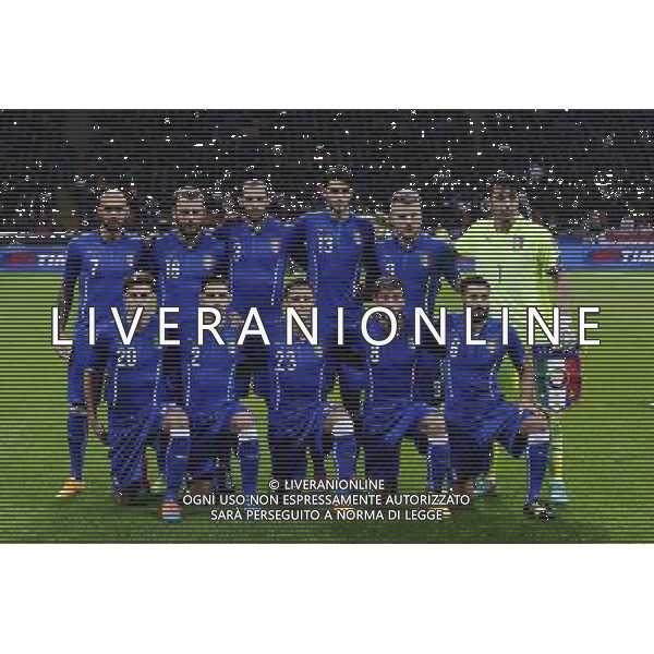 Qualificazioni ai Campionati Europei di Calcio UEFA Francia 2016 Gruppo H Milano - 16.11.2014 Italia-Croazia Nella Foto:Buffon,De Sciglio,Chiellini,Candreva,Zaza,Marchisio,Immobile,Ranocchia,De Rossi,Darmian,Pasqual /Ph.Vitez-Ag. Aldo Liverani