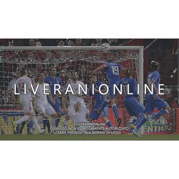 Amichevole Genova - 18.11.2014 Italia-Albania Nella Foto:occasione di leonardo bonucci parata da berisha /Ph.Vitez-Ag. Aldo Liverani