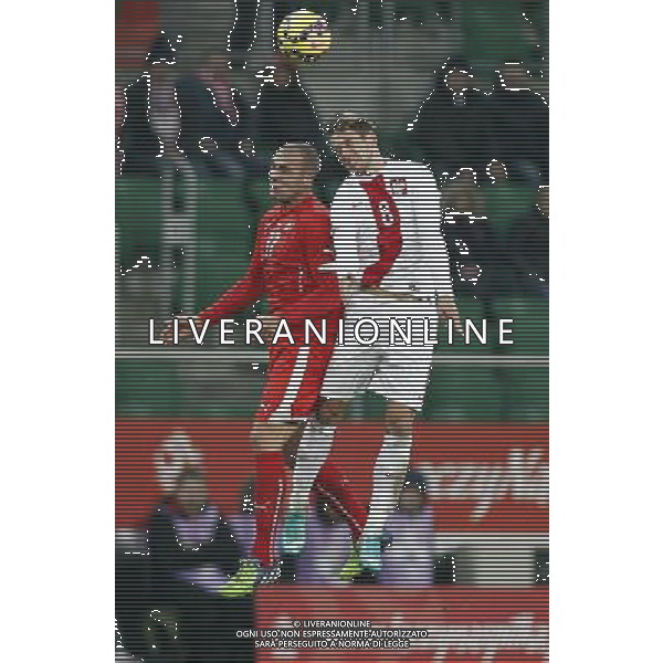 18.11.2014 - Wroclaw , Stadion Miejski / mecz towarzyski Polska (biale) - Szwajcaria (czerwone) / Friendy Game Poland - Switzerland n/z. Pajtim Kasami , Grzegorz Krychowiak . Fot. Tomasz Wantula / EDYTOR.net / NEWSPIX.PL --- Newspix.pl AG ALDO LIVERANI SAS ONLY ITALY *** Local Caption *** www.newspix.pl mail us: info@newspix.pl call us: 0048 022 23 22 222 --- Polish Picture Agency by Ringier Axel Springer Poland