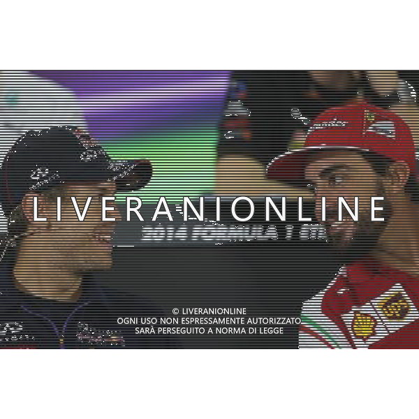 Sebastian Vettel (GER), Red Bull Racing and Fernando Alonso (ESP), Scuderia Ferrari 20.11.2014. Formula 1 World Championship, Rd 19, Abu Dhabi Grand Prix, Yas Marina Circuit, Abu Dhabi, Preparation Day. AG ALDO LIVERANI SAS ONLY ITALY