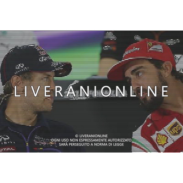 Sebastian Vettel (GER), Red Bull Racing and Fernando Alonso (ESP), Scuderia Ferrari 20.11.2014. Formula 1 World Championship, Rd 19, Abu Dhabi Grand Prix, Yas Marina Circuit, Abu Dhabi, Preparation Day. AG ALDO LIVERANI SAS ONLY ITALY