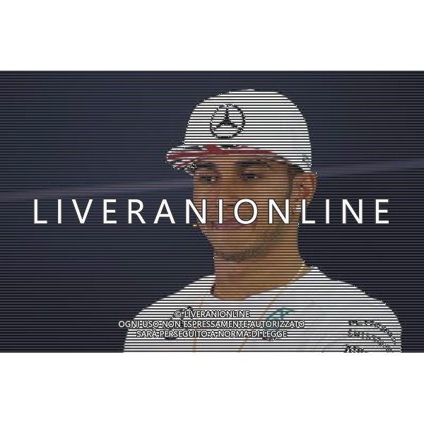 Lewis Hamilton (GBR) Mercedes AMG F1 in the FIA Press Conference. 20.11.2014. Formula 1 World Championship, Rd 19, Abu Dhabi Grand Prix, Yas Marina Circuit, Abu Dhabi, Preparation Day. AG ALDO LIVERANI SAS ONLY ITALY