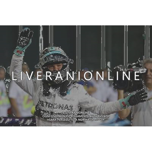 Pole position for Nico Rosberg (GER) Mercedes AMG F1 W05. 22.11.2014. Formula 1 World Championship, Rd 19, Abu Dhabi Grand Prix, Yas Marina Circuit, Abu Dhabi, Qualifying Day. AG ALDO LIVERANI SAS ONLY ITALY