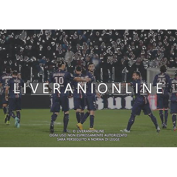 Joie Paris - Zlatan IBRAHIMOVIC / Javier PASTORE / Ezequiel LAVEZZI - 21.11.2014 - Metz / Paris Saint Germain - 14eme journee de Ligue 1 Photo : Fred Marvaux / Icon Sport AG ALDO LIVERANI SAS ONLY ITALY