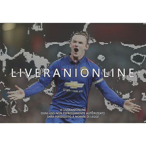 Manchester United\'s Wayne Rooney celebrates his goal Photographer Kieran Galvin/CameraSport Football - Barclays Premiership - Arsenal v Manchester United - Saturday 22nd November 2014 - The Emirates Stadium - London © CameraSport - 43 Linden Ave. Countesthorpe. Leicester. England. LE8 5PG - Tel: +44 (0) 116 277 4147 - admin@camerasport.com - www.camerasport.com AG ALDO LIVERANI SAS ONLY ITALY