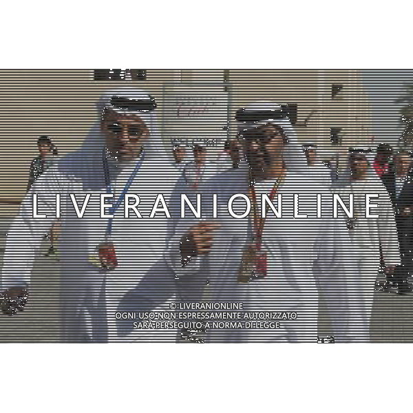 H. E. Khaldoon Al Mubarak (UAE) Abu Dhabi Executive Affairs Authority (Left). 23.11.2014. Formula 1 World Championship, Rd 19, Abu Dhabi Grand Prix, Yas Marina Circuit, Abu Dhabi, Race Day. AG ALDO LIVERANI SAS ONLY ITALY