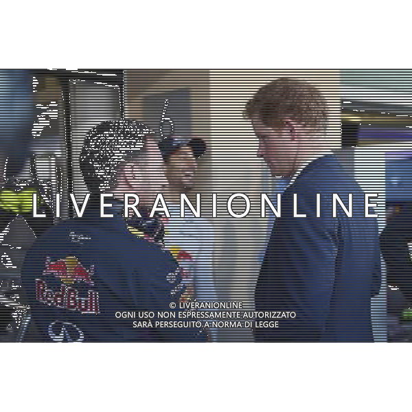 (L to R): Christian Horner (GBR) Red Bull Racing Team Principal with HRH Prince Harry (GBR). 23.11.2014. Formula 1 World Championship, Rd 19, Abu Dhabi Grand Prix, Yas Marina Circuit, Abu Dhabi, Race Day. AG ALDO LIVERANI SAS ONLY ITALY