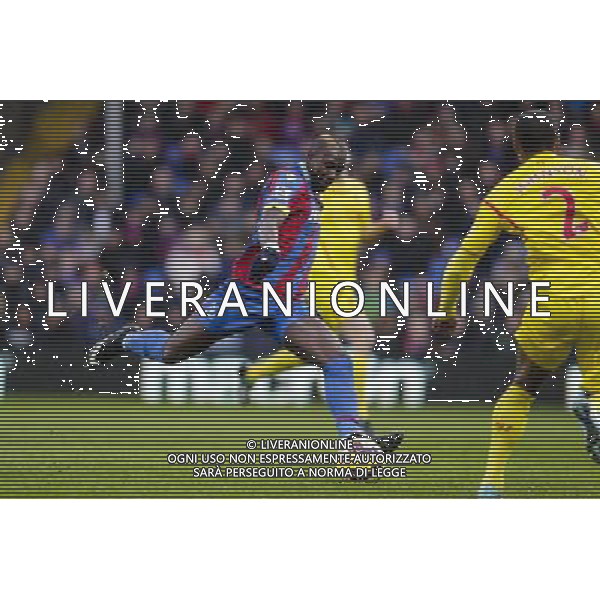 Crystal Palace\'s Yannick Bolasie has a shot from long range which hits the post \' the rebound is put into the net by Crystal Palace\'s Dwight Gayle (not pictured) - score 1-1 Photographer Craig Mercer/CameraSport Football - Barclays Premiership - Crystal Palace v Liverpool - Sunday 23rd November 2014 - Selhurst Park - London © CameraSport - 43 Linden Ave. Countesthorpe. Leicester. England. LE8 5PG - Tel: +44 (0) 116 277 4147 - admin@camerasport.com - www.camerasport.com AG ALDO LIVERANI SAS ONLY ITALY
