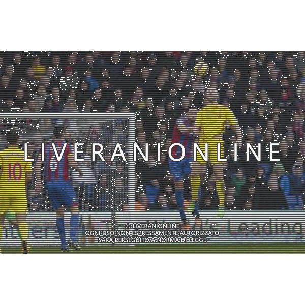 Liverpool\'s Rickie Lambert wins a header in the Crystal Palace penalty area Photographer Craig Mercer/CameraSport Football - Barclays Premiership - Crystal Palace v Liverpool - Sunday 23rd November 2014 - Selhurst Park - London © CameraSport - 43 Linden Ave. Countesthorpe. Leicester. England. LE8 5PG - Tel: +44 (0) 116 277 4147 - admin@camerasport.com - www.camerasport.com AG ALDO LIVERANI SAS ONLY ITALY