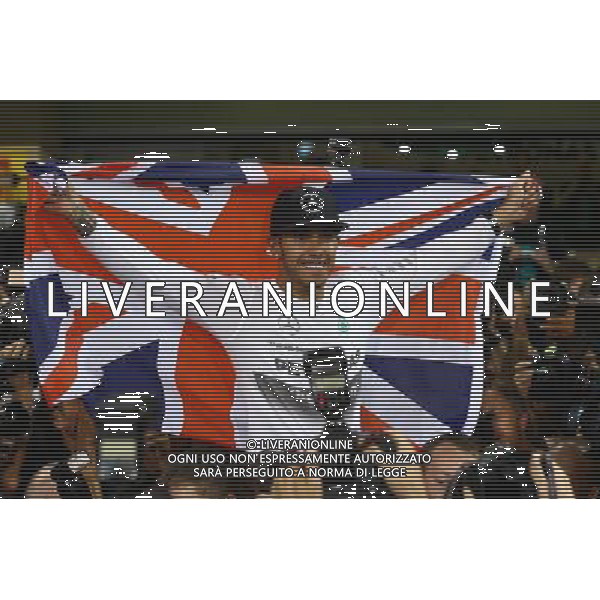 1st place and World Champion Lewis Hamilton (GBR) Mercedes AMG F1 W05. 23.11.2014. Formula 1 World Championship, Rd 19, Abu Dhabi Grand Prix, Yas Marina Circuit, Abu Dhabi, Race Day. AG ALDO LIVERANI SAS ONLY ITALY
