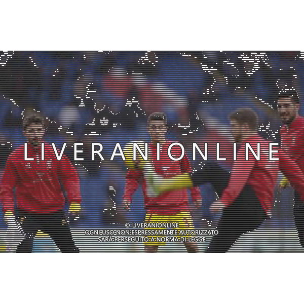 Liverpool players during the pre-match warm-up Photographer Craig Mercer/CameraSport Football - Barclays Premiership - Crystal Palace v Liverpool - Sunday 23rd November 2014 - Selhurst Park - London å© CameraSport - 43 Linden Ave. Countesthorpe. Leicester. England. LE8 5PG - Tel: +44 (0) 116 277 4147 - admin@camerasport.com - www.camerasport.com /AGENZIA ALDO LIVERANI SAS - ITALY ONLY - EDITORIAL USE ONLY