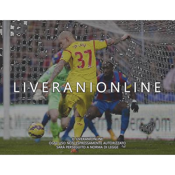 Liverpool\'s Martin Skrtel gets a shot in from close range Photographer Craig Mercer/CameraSport Football - Barclays Premiership - Crystal Palace v Liverpool - Sunday 23rd November 2014 - Selhurst Park - London å© CameraSport - 43 Linden Ave. Countesthorpe. Leicester. England. LE8 5PG - Tel: +44 (0) 116 277 4147 - admin@camerasport.com - www.camerasport.com /AGENZIA ALDO LIVERANI SAS - ITALY ONLY - EDITORIAL USE ONLY