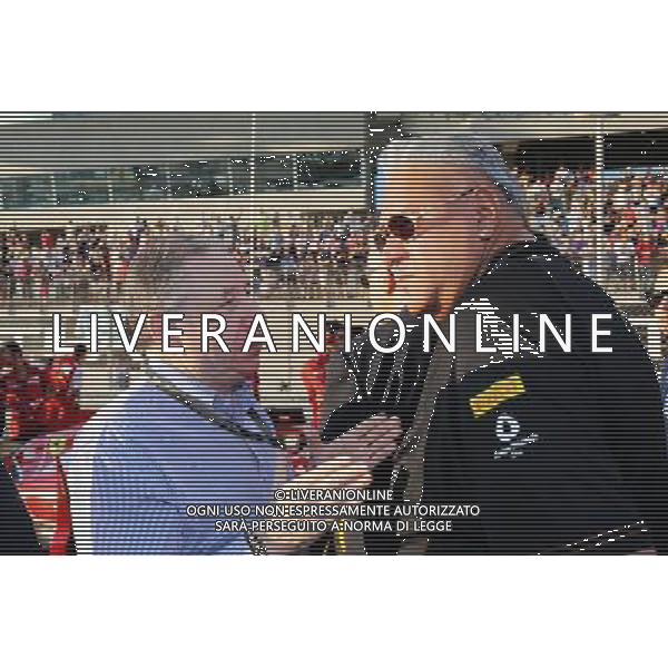 (L to R): Jean Todt (FRA) FIA President with Dr. Vijay Mallya (IND) Sahara Force India F1 Team Owner on the grid. 23.11.2014. Formula 1 World Championship, Rd 19, Abu Dhabi Grand Prix, Yas Marina Circuit, Abu Dhabi, Race Day. AG ALDO LIVERANI SAS ONLY ITALY