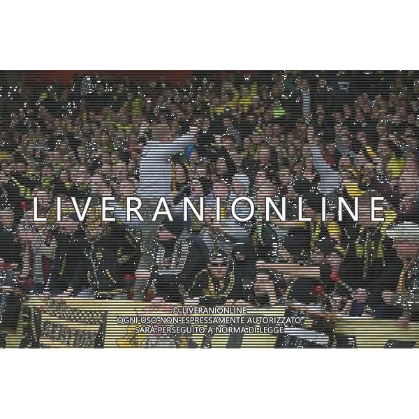 Borussia Dortmund\'s Fans Photographer Kieran Galvin/CameraSport Football - UEFA Champions League First Round Group D - Arsenal v Borussia Dortmund - Wednesday 26th November 2014 - Emirates Stadium - London © CameraSport - 43 Linden Ave. Countesthorpe. Leicester. England. LE8 5PG - Tel: +44 (0) 116 277 4147 - admin@camerasport.com - www.camerasport.com AG ALDO LIVERANI SAS ONLY ITALY
