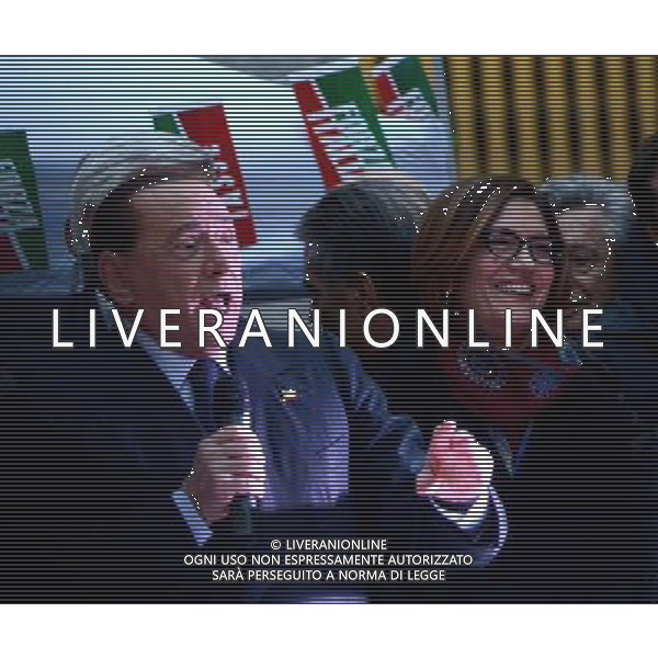 Manifestazione \' No Tax Day \' con comizio di forza Italia a Milano piazza S. Fedele 29 novembre 2014 nella foto Silvio Berlusconi con Maria Stella Gelmini ©Gazzaniga/AGENZIA ALDO LIVERANI SAS