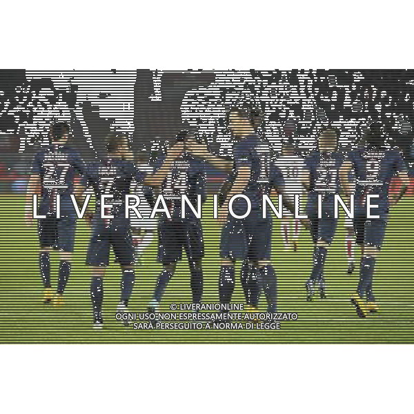 Joie Paris Saint Germain / Lucas Moura / Zlatan Ibrahimovic - 29.11.2014 - Paris Saint Germain / Nice - 15eme journee de Ligue 1 Photo : Andre Ferreira / Icon Sport AG ALDO LIVERANI SAS ONLY ITALY