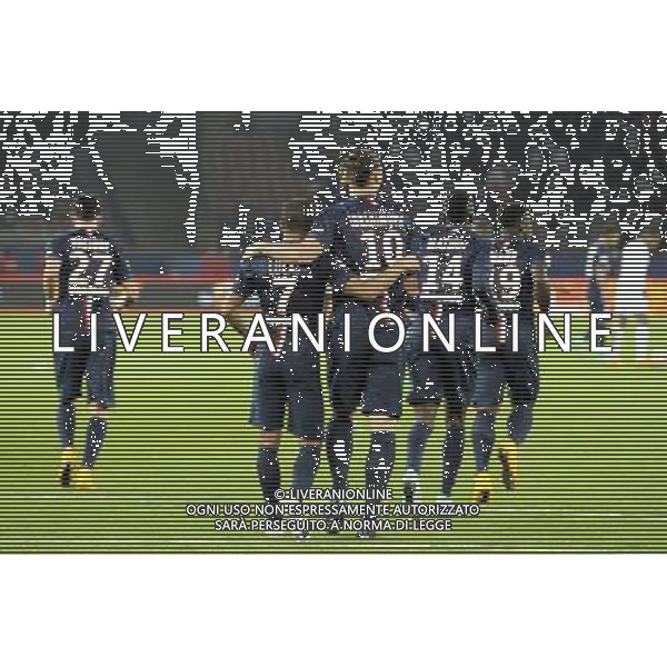 Joie Paris Saint Germain / Lucas Moura / Zlatan Ibrahimovic - 29.11.2014 - Paris Saint Germain / Nice - 15eme journee de Ligue 1 Photo : Andre Ferreira / Icon Sport AG ALDO LIVERANI SAS ONLY ITALY