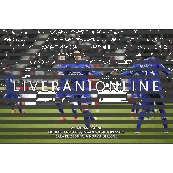 Joie de Francois Joseph MODESTO / Drissa DIAKITE - 29.11.2014 - Reims / Bastia - 15eme journee de Ligue 1 Photo : Fred Porcu / Icon Sport AG ALDO LIVERANI SAS ONLY ITALY