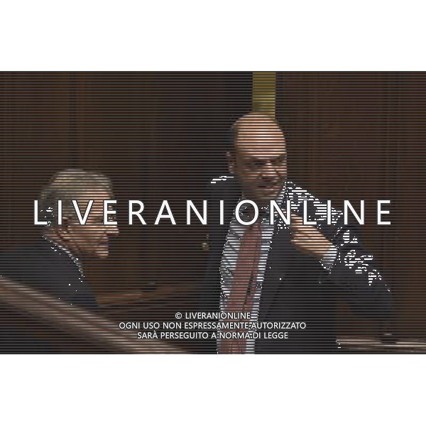 Voto di fiducia per la Legge di stabilita\' alla Camera - Roma 29 novembre 2014 nella foto Angelino Alfano con Fabrizio Cicchitto ©Corradetti/Agenzia Aldo Liverani sas