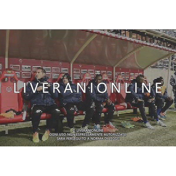 Remplacants Bastia - Florian MARANGE / Jean Louis LECA / Christopher MABOULOU / Djibril CISSE / Famoussa KONE - 29.11.2014 - Reims / Bastia - 15eme journee de Ligue 1 Photo : Fred Porcu / Icon Sport /Agenzia Aldo Liverani sas - ITALY ONLY - EDITORIAL USE ONLY