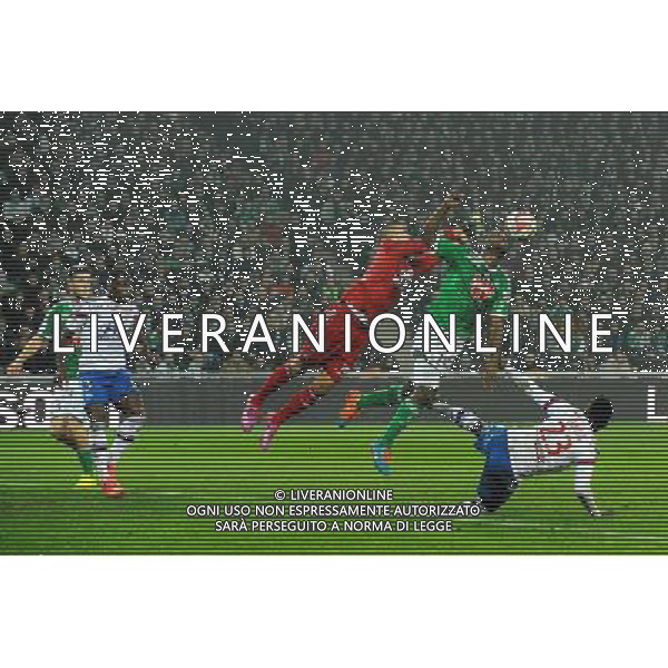 Anthony LOPES / Kevin THEOPHILE CATHERINE - 30.11.2014 - Saint Etienne / Lyon - 15eme journee de Ligue 1 Photo : Jean Paul Thomas / Icon Sport AG ALDO LIVERANI SAS ONLY ITALY