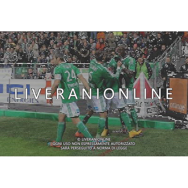 JOIE DE Moustapha SALL - 30.11.2014 - Saint Etienne / Lyon - 15eme journee de Ligue 1 Photo : Jean Paul Thomas / Icon Sport AG ALDO LIVERANI SAS ONLY ITALY