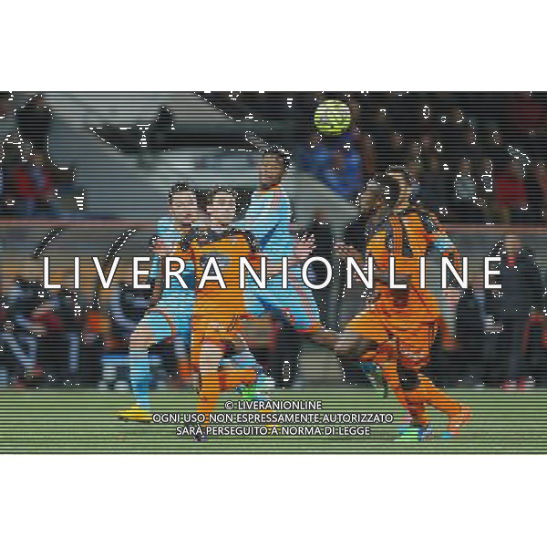 Vincent LE GOFF / Florian THAUVIN / Michy BATSHUAYI - 02.12.2014 - Lorient / Marseille - 16eme journee de Ligue 1 Photo : Vincent Michel / Icon Sport AG ALDO LIVERANI SAS ONLY ITALY