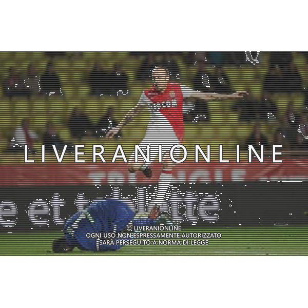 Rudy Riou / Dimitar Berbatov - 02.12.2014 - Monaco / Lens - 16eme journee de Ligue 1 - Photo : Jean Christophe Magnenet / Icon Sport AG ALDO LIVERANI SAS ONLY ITALY