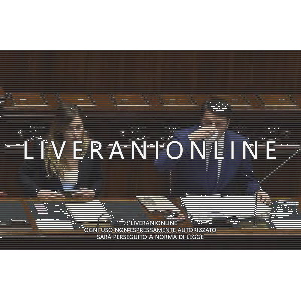Svolgimento di interrogazioni a risposta immediata rivolte al presidente del Consiglio Matteo Renzi ( Question Time ) alla Camera Roma 03 dicembre 2014 nella foto Matteo Renzi con Maria Elena Boschi ©Corradetti/AGENZIA ALDO LIVERANI SAS