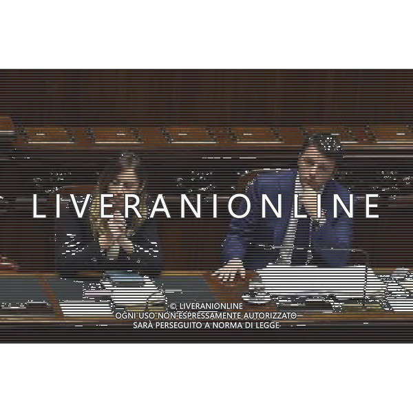 Svolgimento di interrogazioni a risposta immediata rivolte al presidente del Consiglio Matteo Renzi ( Question Time ) alla Camera Roma 03 dicembre 2014 nella foto Matteo Renzi con Maria Elena Boschi ©Corradetti/AGENZIA ALDO LIVERANI SAS