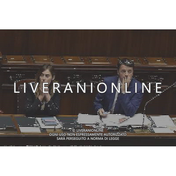 Svolgimento di interrogazioni a risposta immediata rivolte al presidente del Consiglio Matteo Renzi ( Question Time ) alla Camera Roma 03 dicembre 2014 nella foto Matteo Renzi con Maria Elena Boschi ©Corradetti/AGENZIA ALDO LIVERANI SAS