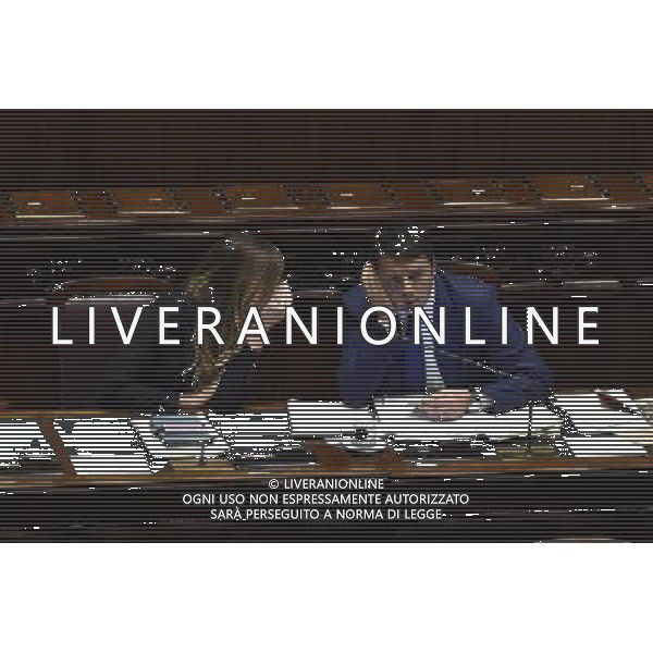 Svolgimento di interrogazioni a risposta immediata rivolte al presidente del Consiglio Matteo Renzi ( Question Time ) alla Camera Roma 03 dicembre 2014 nella foto Matteo Renzi con Maria Elena Boschi ©Corradetti/AGENZIA ALDO LIVERANI SAS