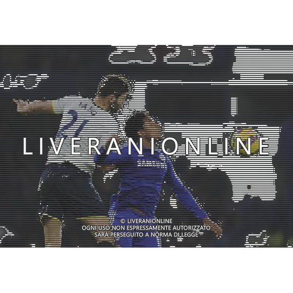 Chelsea\'s Loic Remy battles with Tottenham Hotspur\'s Federico Fazio Photographer Ashley Western/CameraSport Football - Barclays Premiership - Chelsea v Tottenham Hotspur - Wednesday 3rd December 2014 - Stamford Bridge - London © CameraSport - 43 Linden Ave. Countesthorpe. Leicester. England. LE8 5PG - Tel: +44 (0) 116 277 4147 - admin@camerasport.com - www.camerasport.com AG ALDO LIVERANI SAS ONLY ITALY