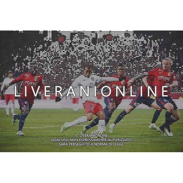 Idrissa GUEYE / Lucas MOURA / Franck BERIA / Simon KJAER - 03.12.2014 - Lille / Paris Saint Germain - 16eme journee de Ligue 1 - Photo : Fred Porcu / Icon Sport /AGENZIA ALDO LIVERANI SAS - ITALY ONLY - EDITORIAL USE ONLY