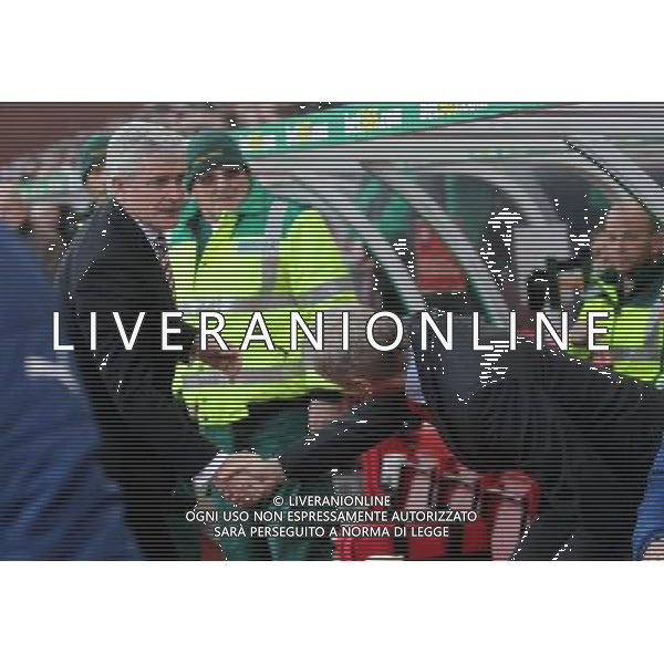 Stoke City\'s Manager Mark Hughes shakes hands with Arsenal\'s Manager Arsene Wenger before the game Photographer Mick Walker/CameraSport Football - Barclays Premiership - Stoke City v Arsenal - Saturday 6th December 2014 - Britannia stadium - Stoke © CameraSport - 43 Linden Ave. Countesthorpe. Leicester. England. LE8 5PG - Tel: +44 (0) 116 277 4147 - admin@camerasport.com - www.camerasport.com AG ALDO LIVERANI SAS ONLY ITALY
